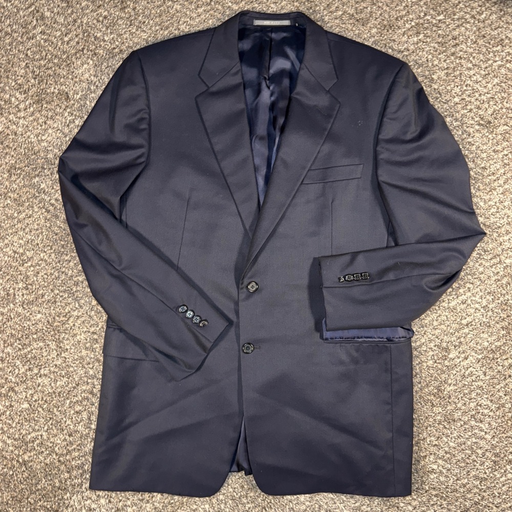 Hickey Freeman Loro Piana 46L Tasmanian Super 130s Wool Blazer Black Mens Jacket
